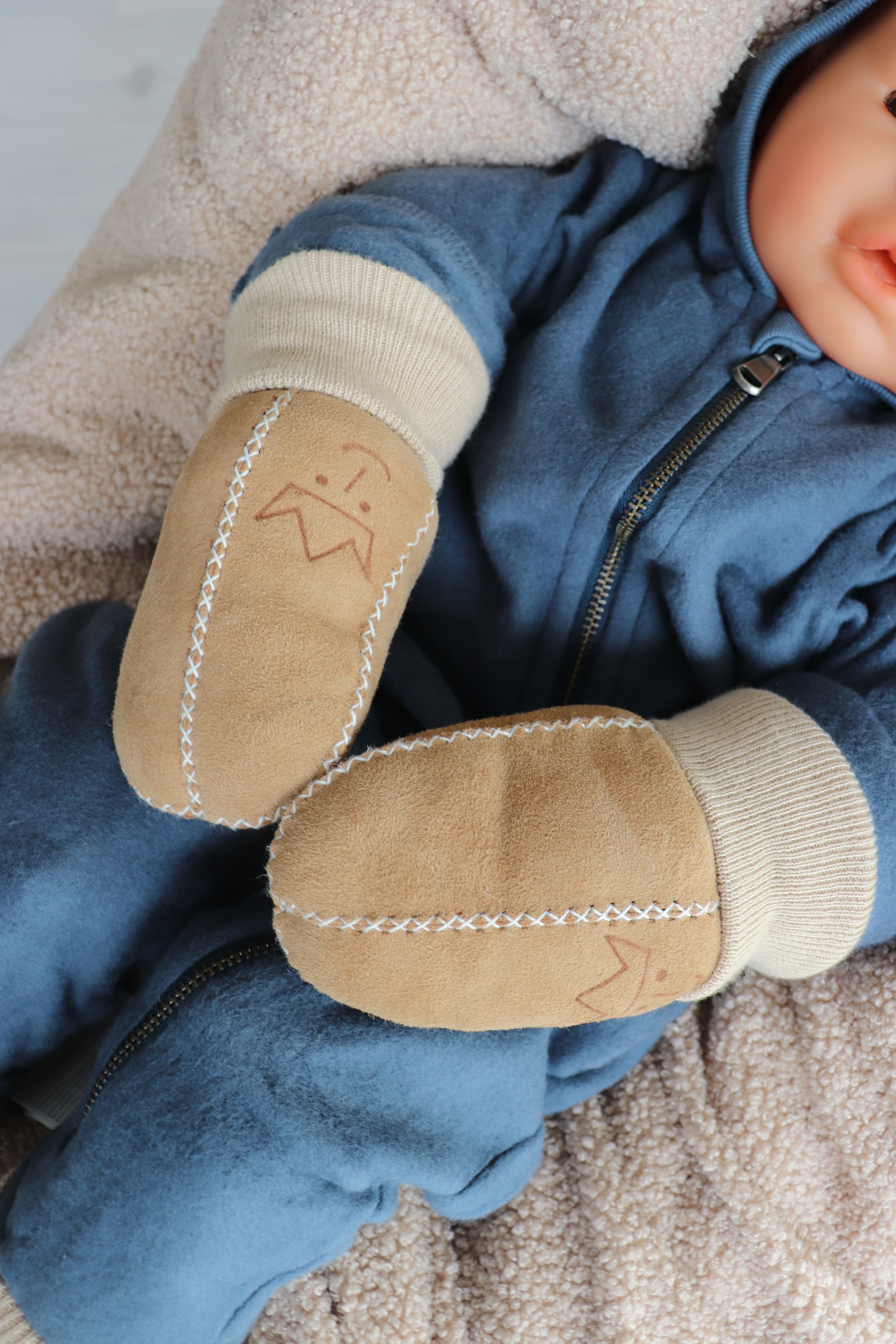 Babyfäustel Knitt beige