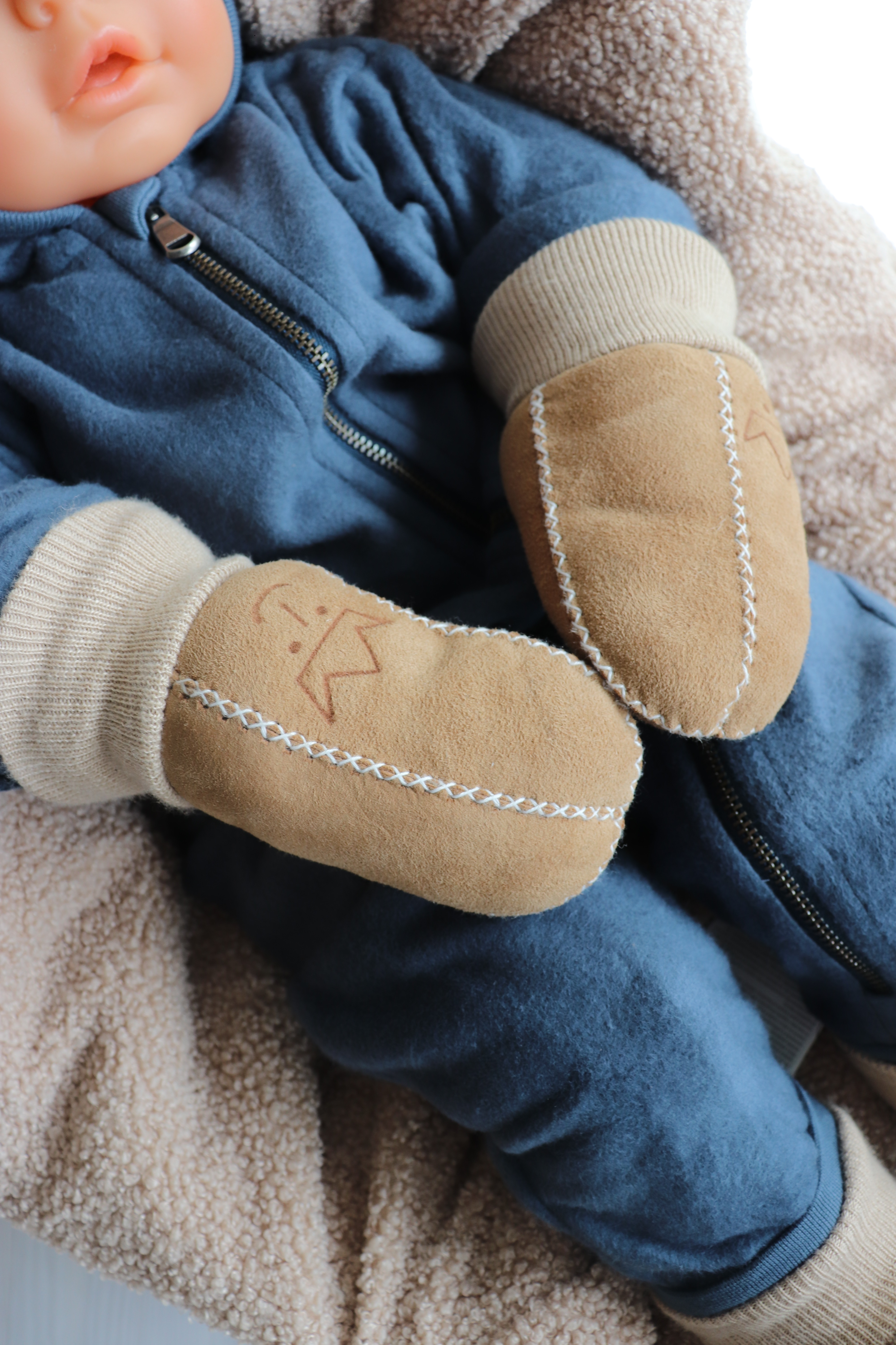 Babyfäustel Knitt beige