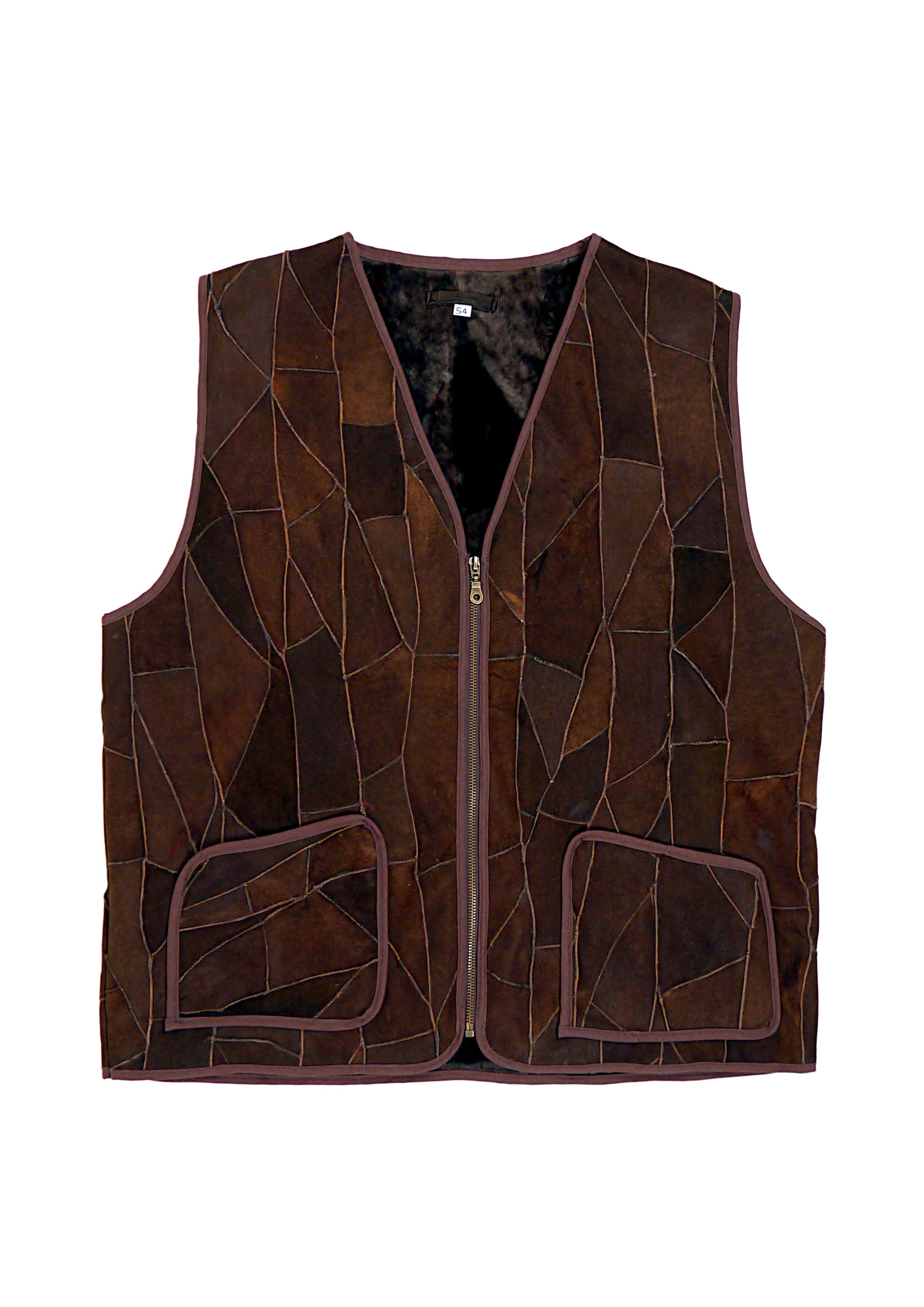 Lammfell Herrenweste Patchwork