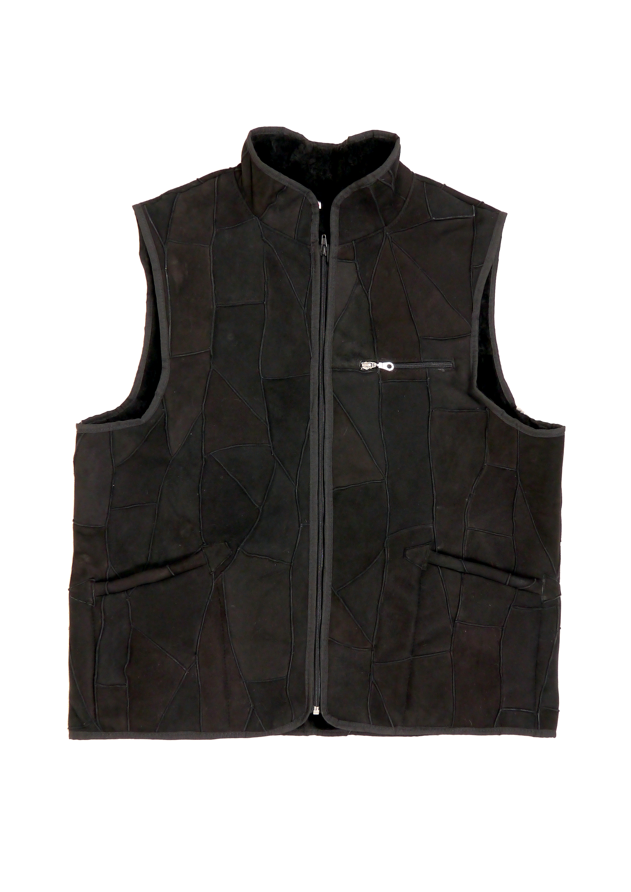 Lammfell Herrenweste mit Stehkragen