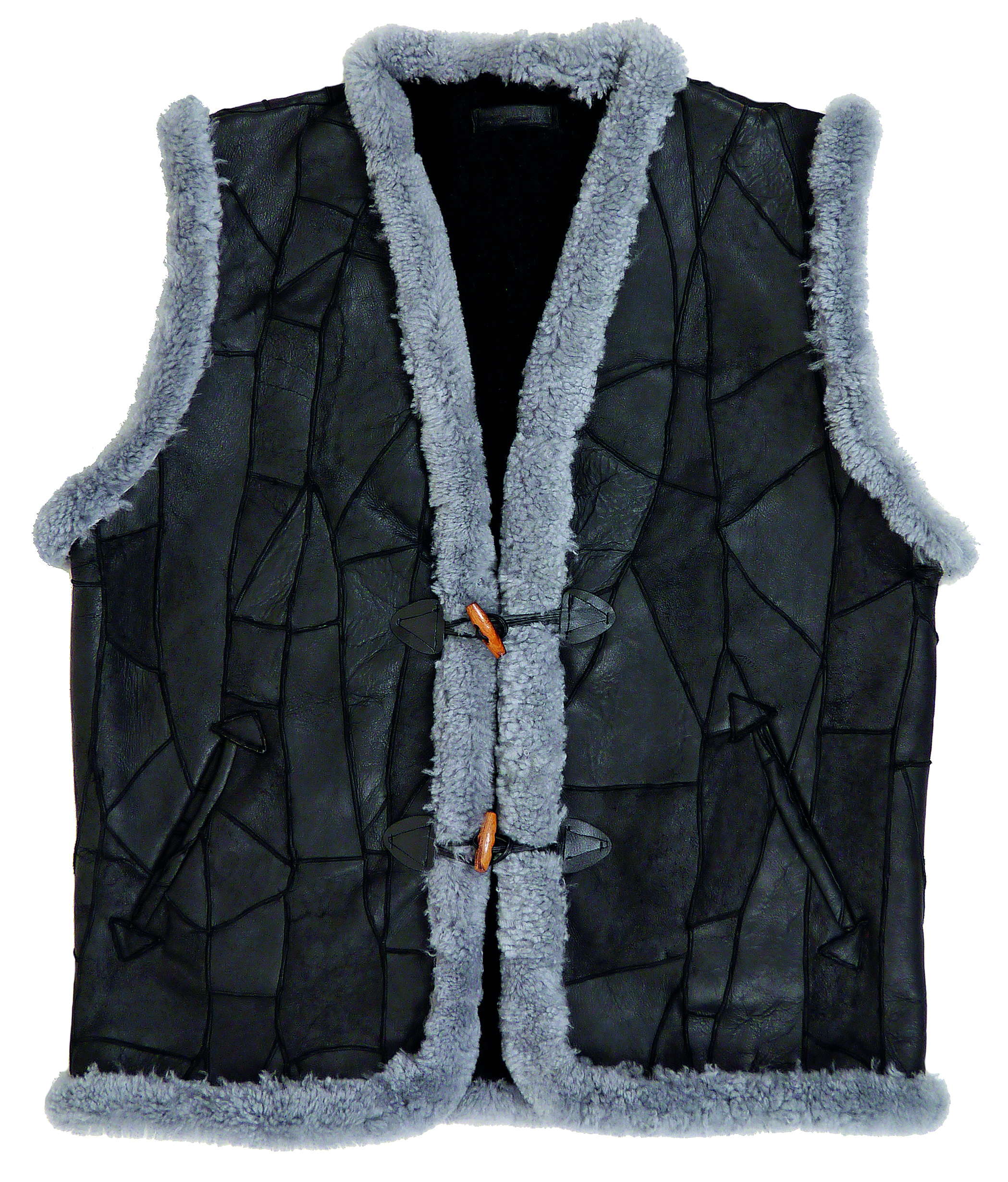 Lammfell Damen Weste Patchwork